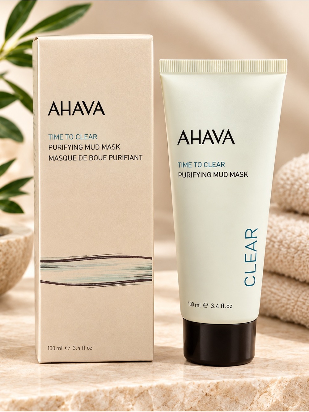 AHAVA Time to Clear Purifying Mud Mask, 3.4 Oz., NIB